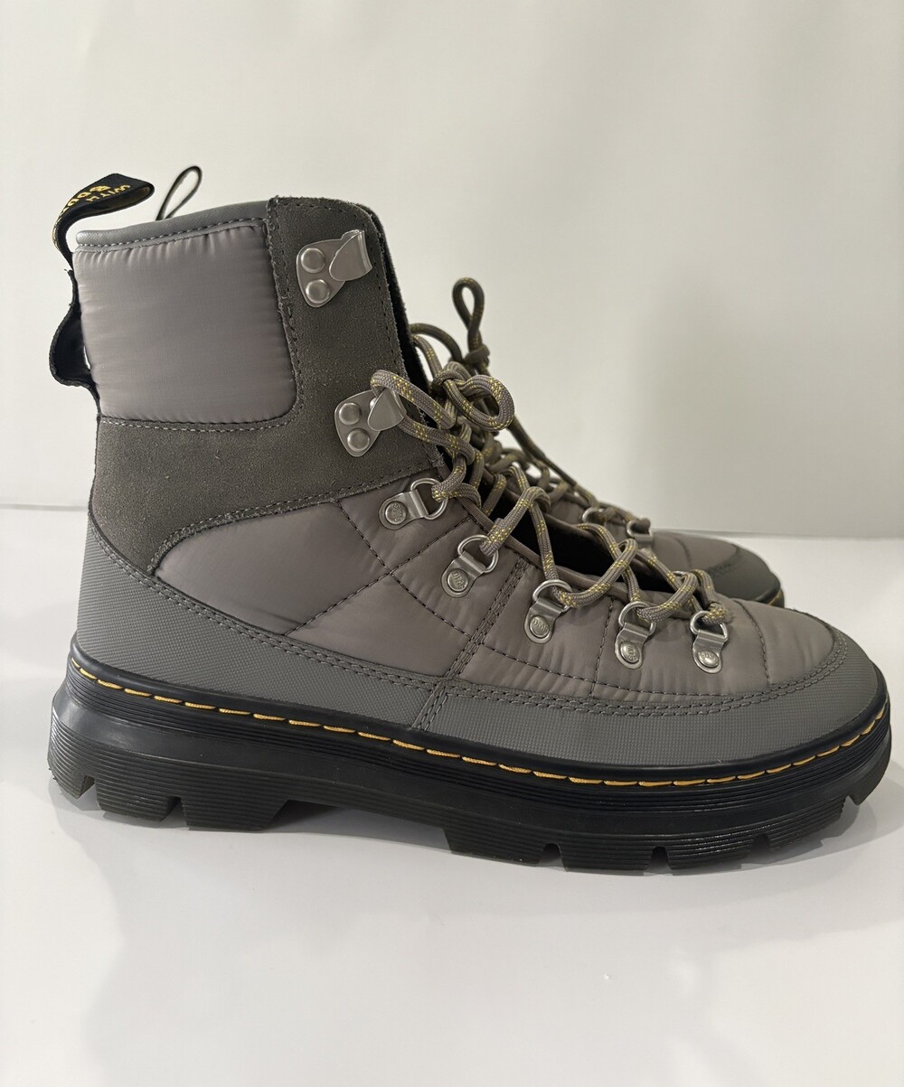Dr. Martens Combs Tech Quilted Casual Boots Men's Size 9 Nickel Grey